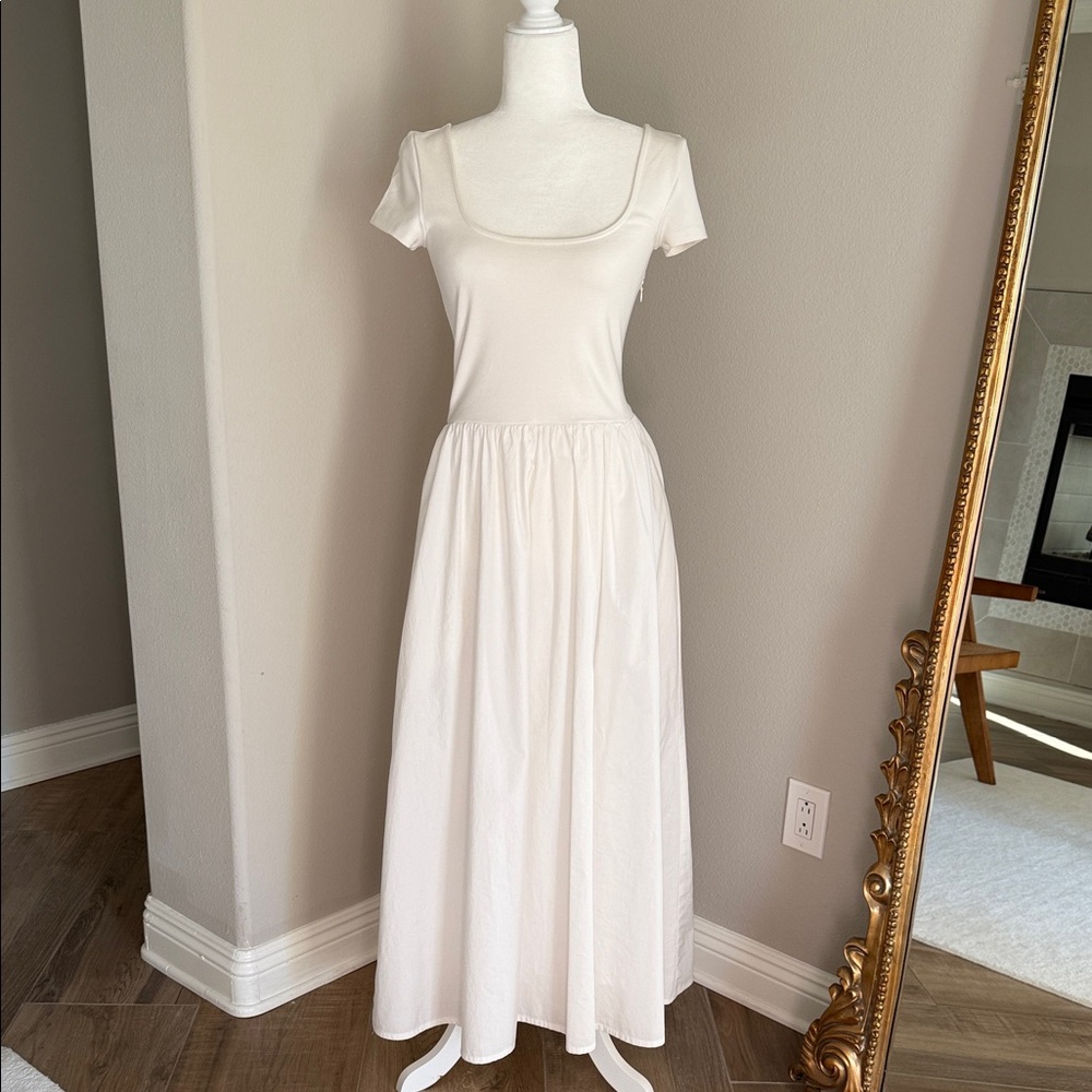 Marcella NYC Stylish White Short Sleeve Maxi Dress